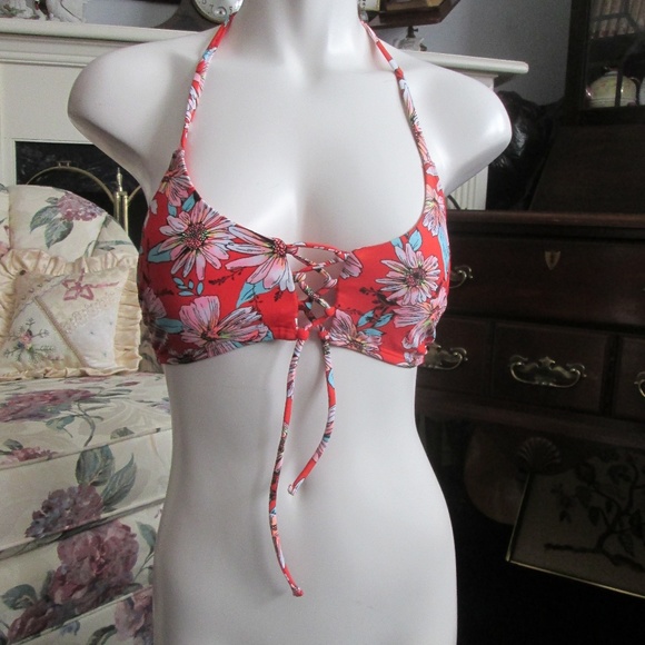 Xhilaration Other - Xhiliration - Orange Floral and Lace Bikini Top M